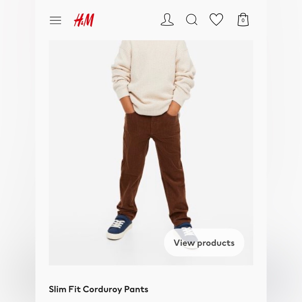7 pairs of H&M Slim Fit Corduroys